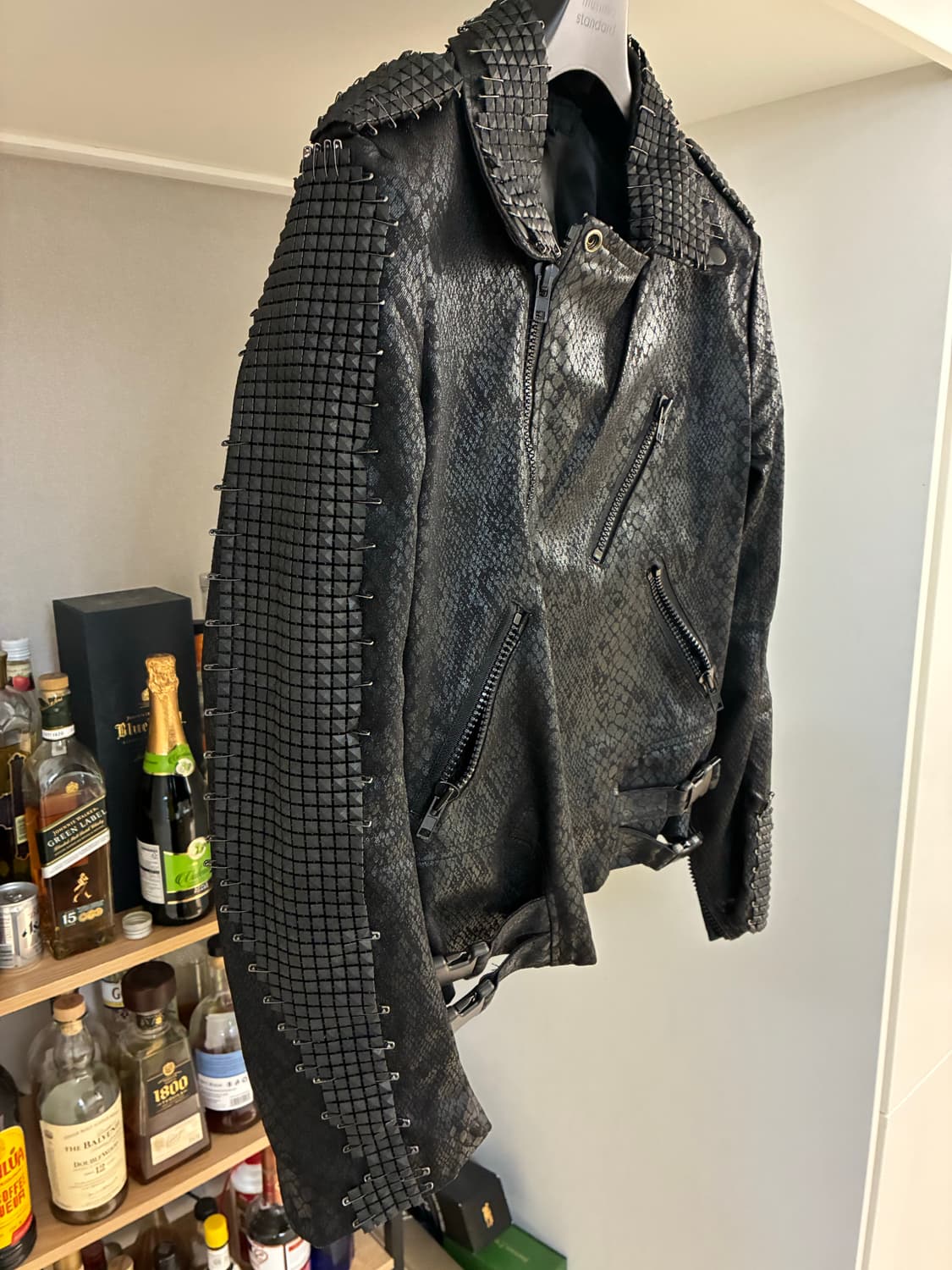 By The R 파이톤 왁스드 아머 바이커 자켓 L 상품이미지4