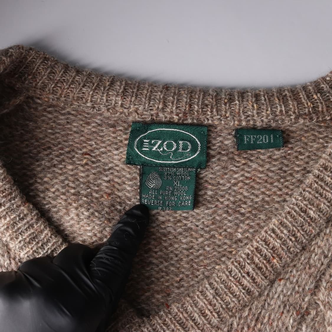 IZOD 90s 빈티지 퓨어 울 케이블 브이넥 니트 XL 상품이미지5