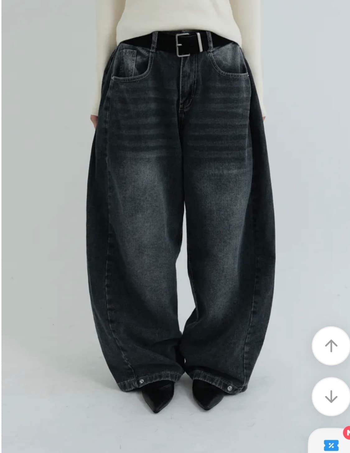 스냅 핀턱 와이드 데님 팬츠-gray 상품이미지3