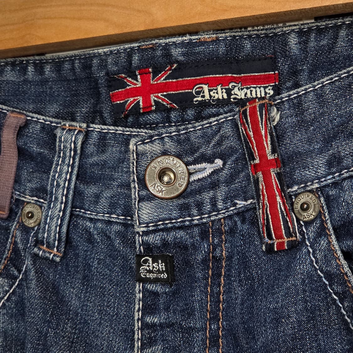 에스크 백 포켓 자수 워싱 데님 팬츠 상품이미지7