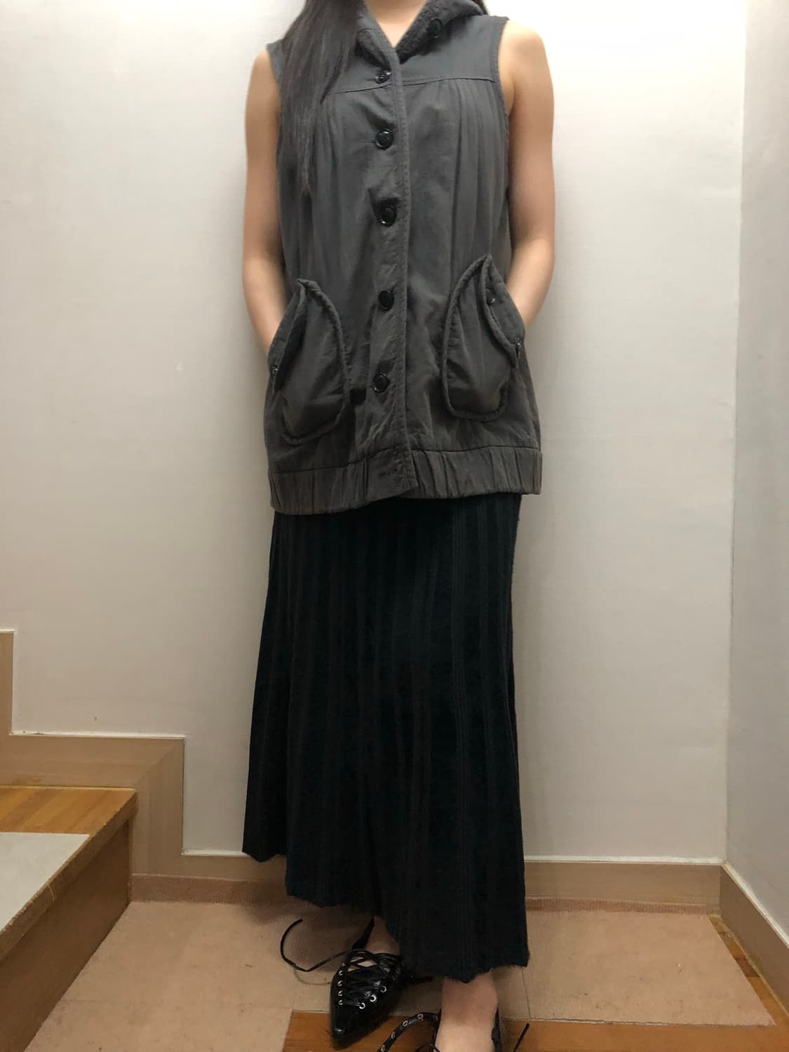 빈티지 그레이 버튼 베스트 상품이미지4