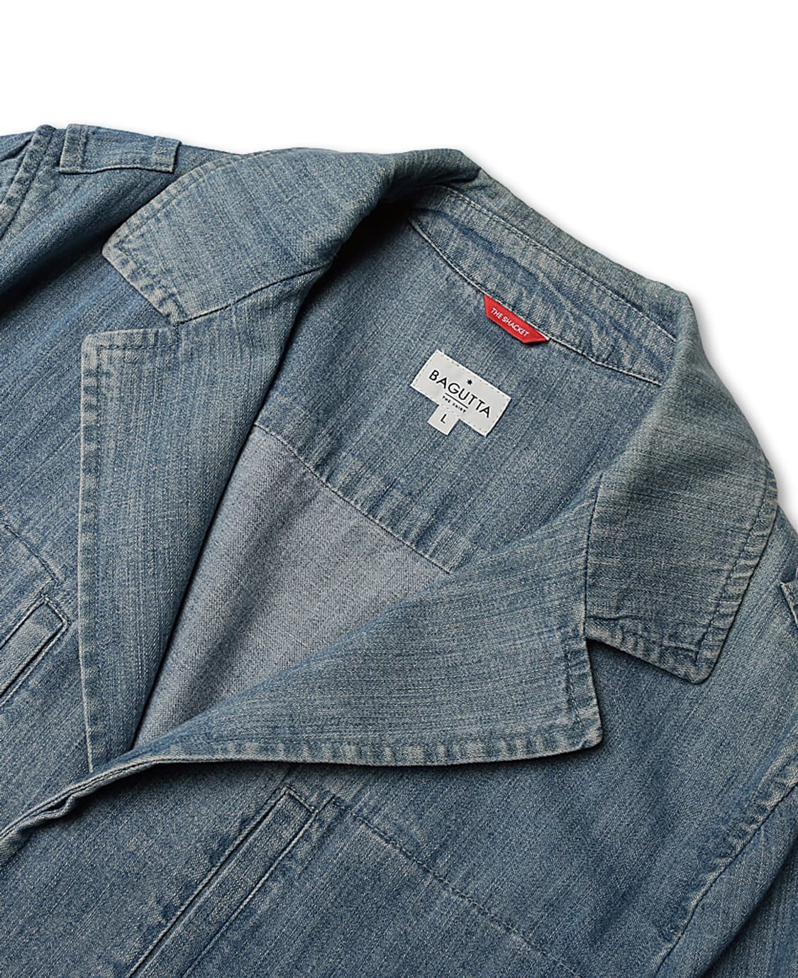바구따 [Bagutta] 연청 오픈칼라 데님 셔츠 자켓 이탈리아 셔켓 상품이미지2