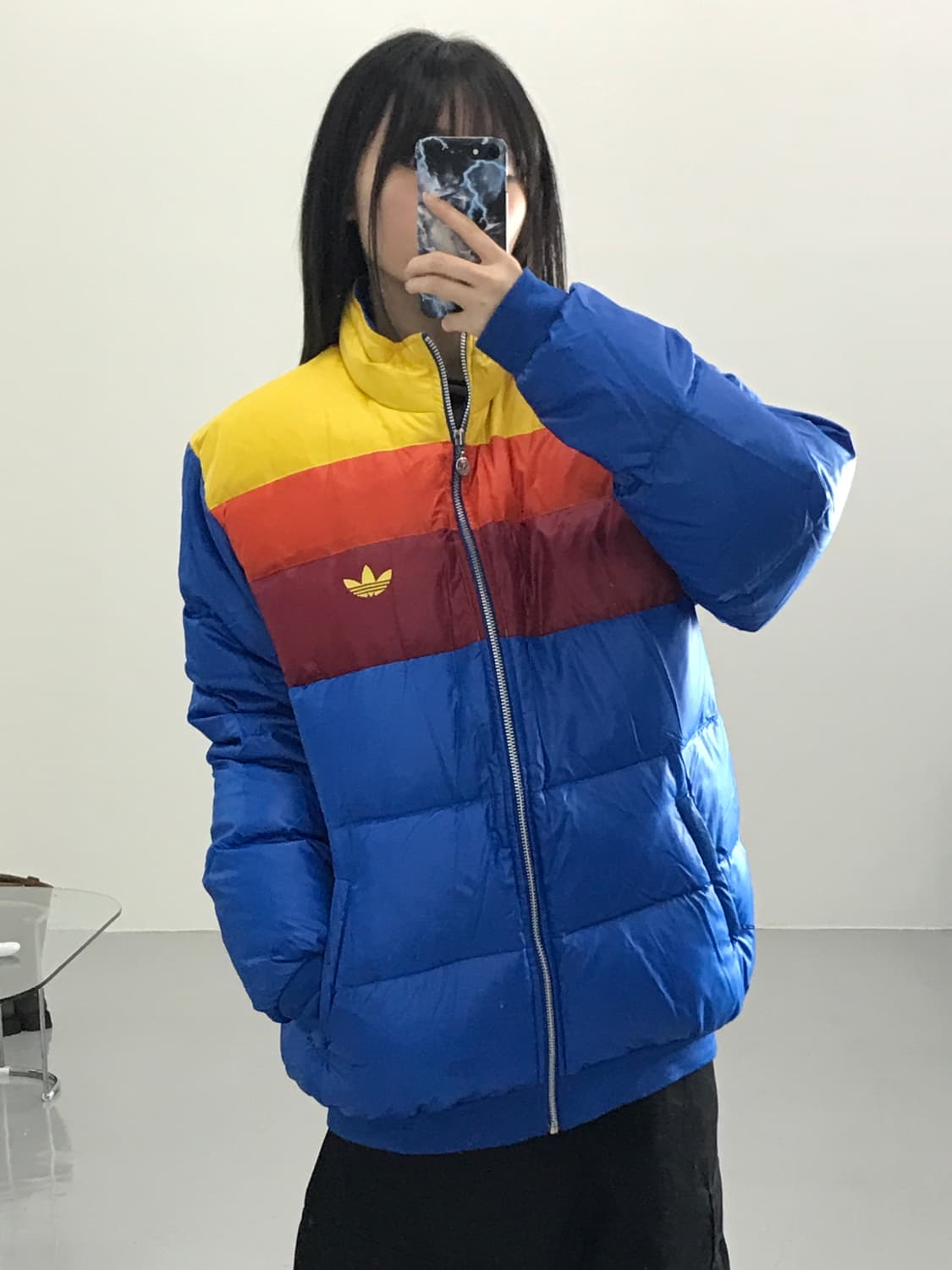 아디다스 컬러블록 오리털 패딩 점퍼 상품이미지1