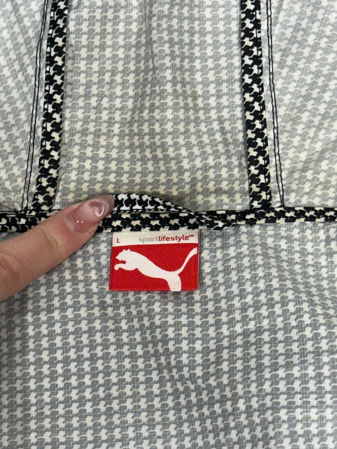 푸마 잔체크 핑크 포인트 y2k 키치 후드 바람막이 트랙 자켓 L 상품이미지7