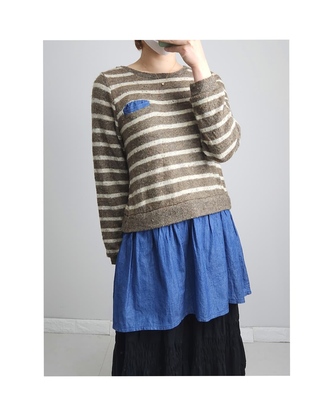 스트라이프 레이어드 롱 탑 상품이미지1