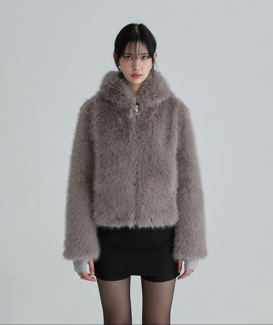 낫유어로즈 후디 퍼 자켓 점퍼 차콜 상품이미지1