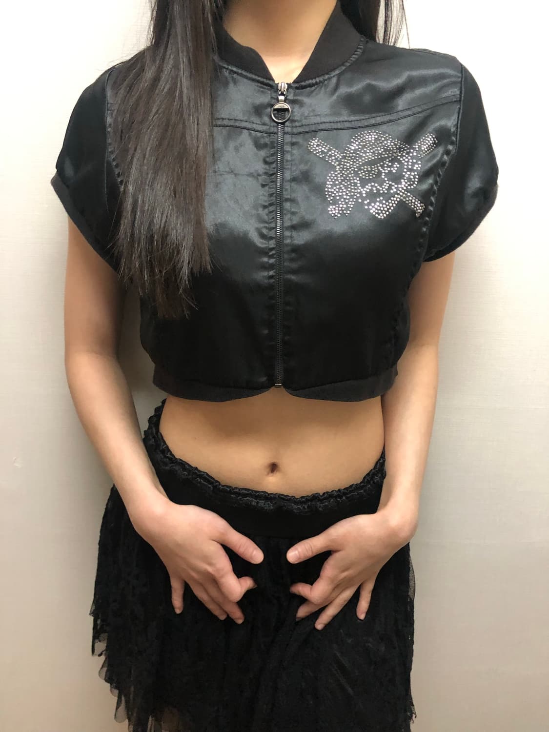 빈티지 mlb 블랙 스컬 크롭 점퍼 상품이미지8