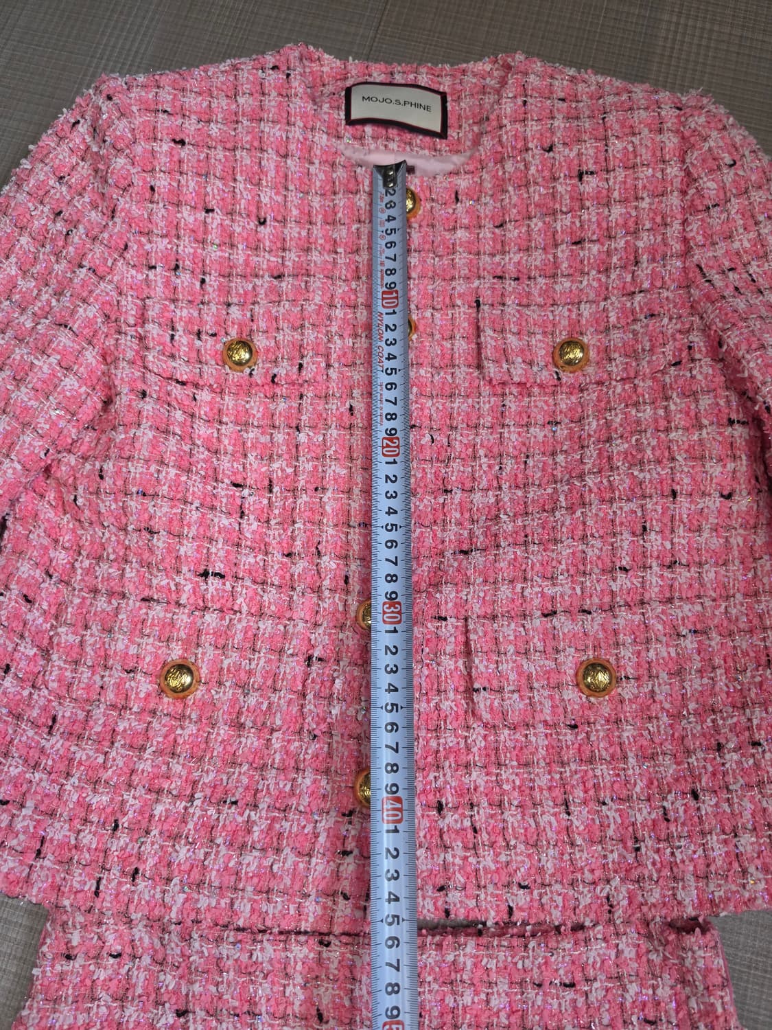 모조에스핀 핑크 트위드 자켓&스커트 셋업 세트 봄~가을 상품이미지4