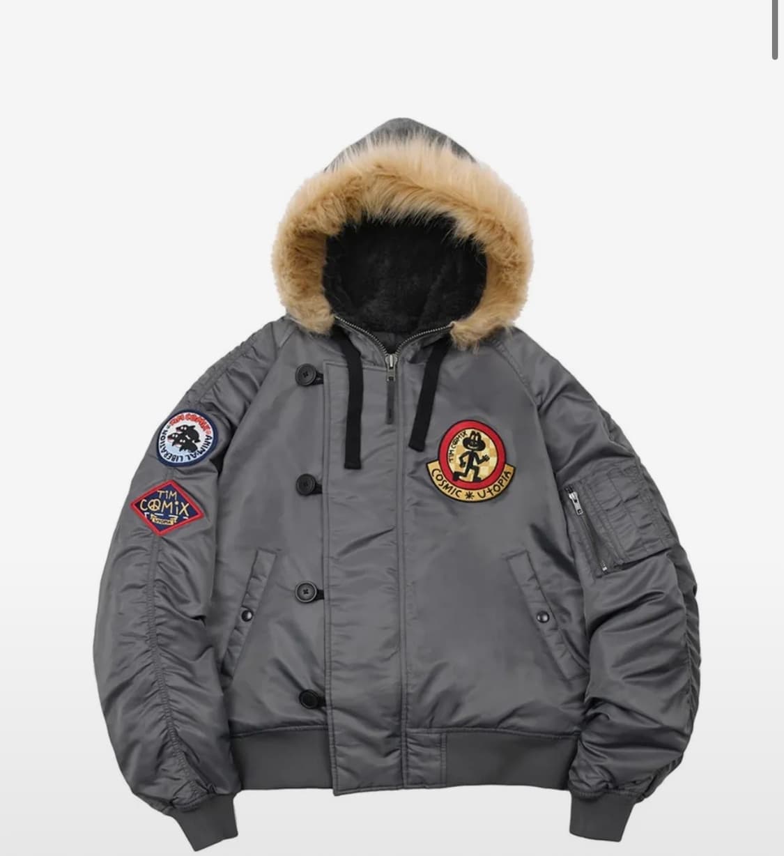 팀코믹스 패치드 ma-1 후디드 덱 점퍼 패딩 차콜s 상품이미지1