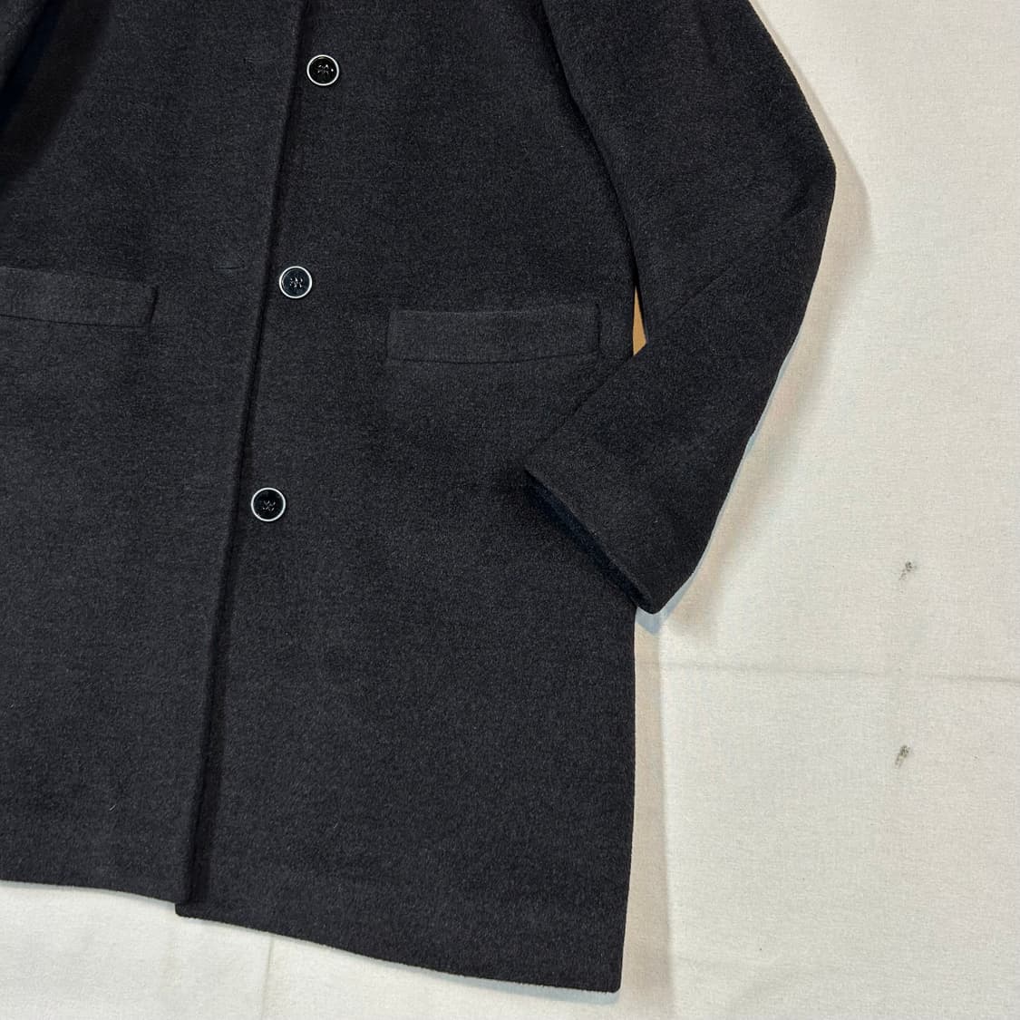 S) 띠어리 하이넥 후드 코트 블랙 울 캐시미어 앙고라 상품이미지3