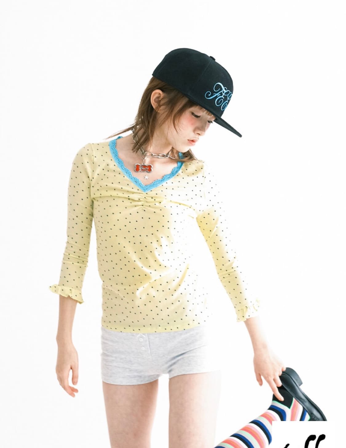 샵페어리 mini heart lace top (lemon) 레이스탑  상품이미지1