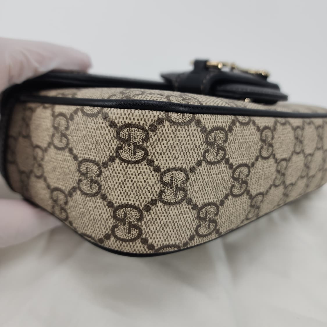 전시품급 구찌 홀스빗 1955 스몰 탑 핸들백 베이지 블랙 상품이미지8