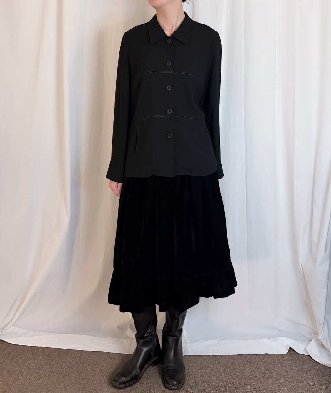 Stitch Detail Shirt Jacket – Black 상품이미지1