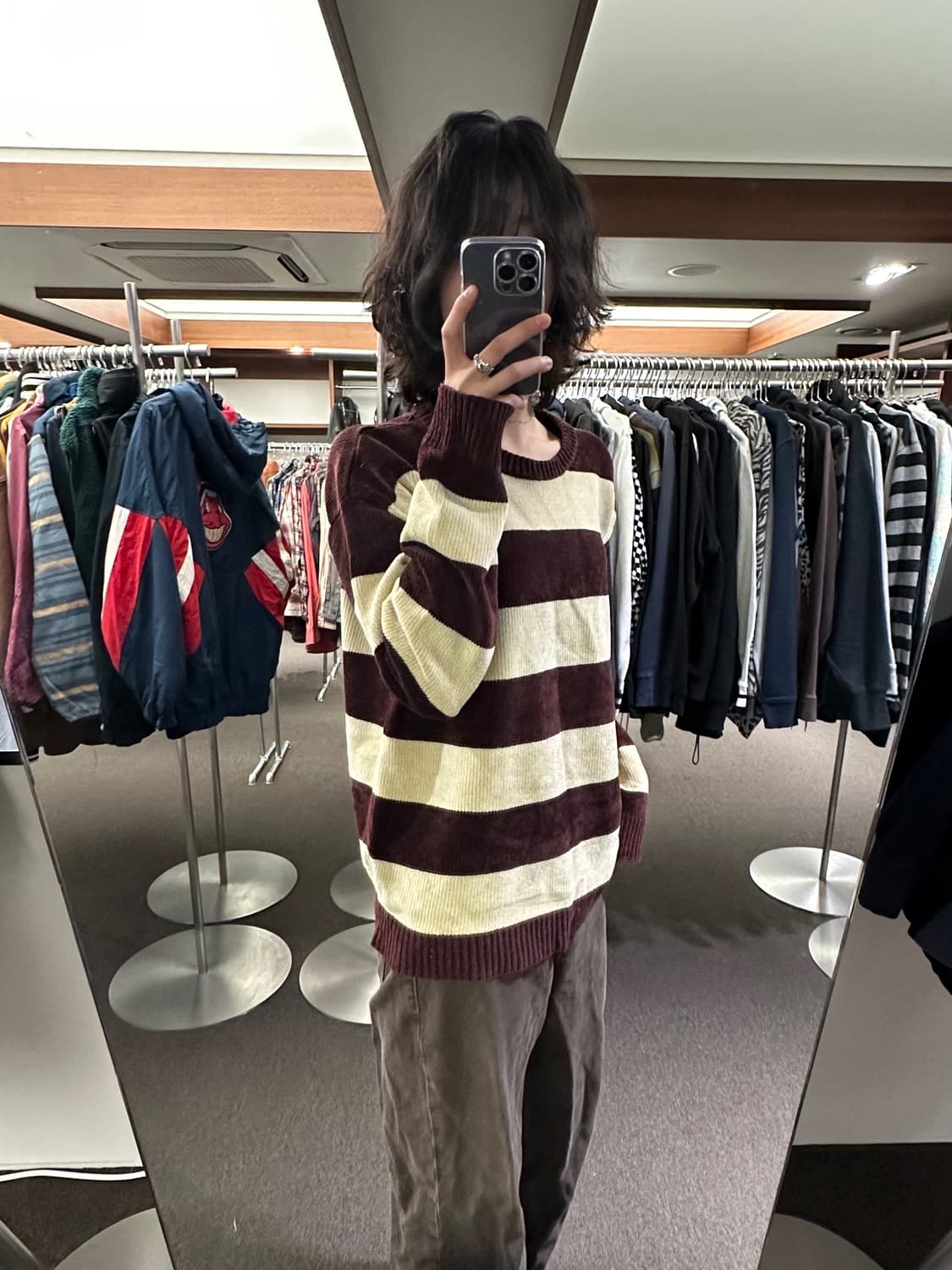 XL)PLUS ONE 빈티지 스트라이프 혼방 스웨터 상품이미지3