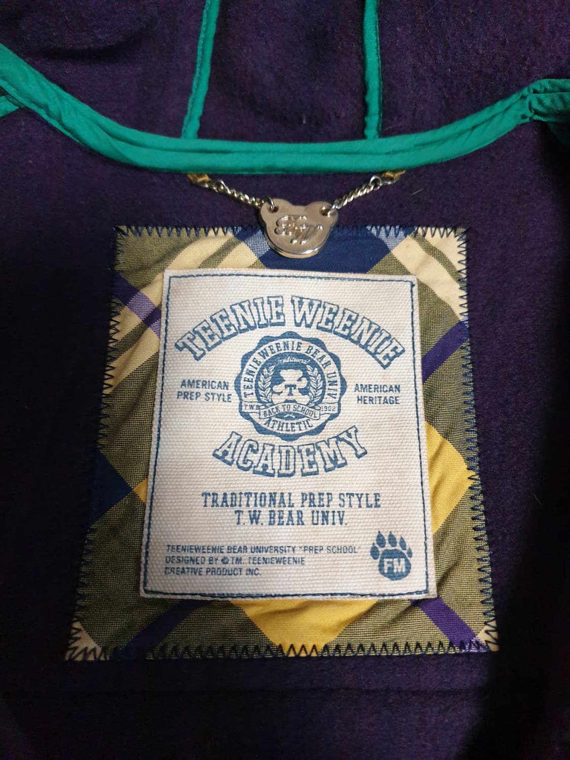 티니위비 빈티지 체크 울 더플코트 퍼플 (M) 상품이미지5