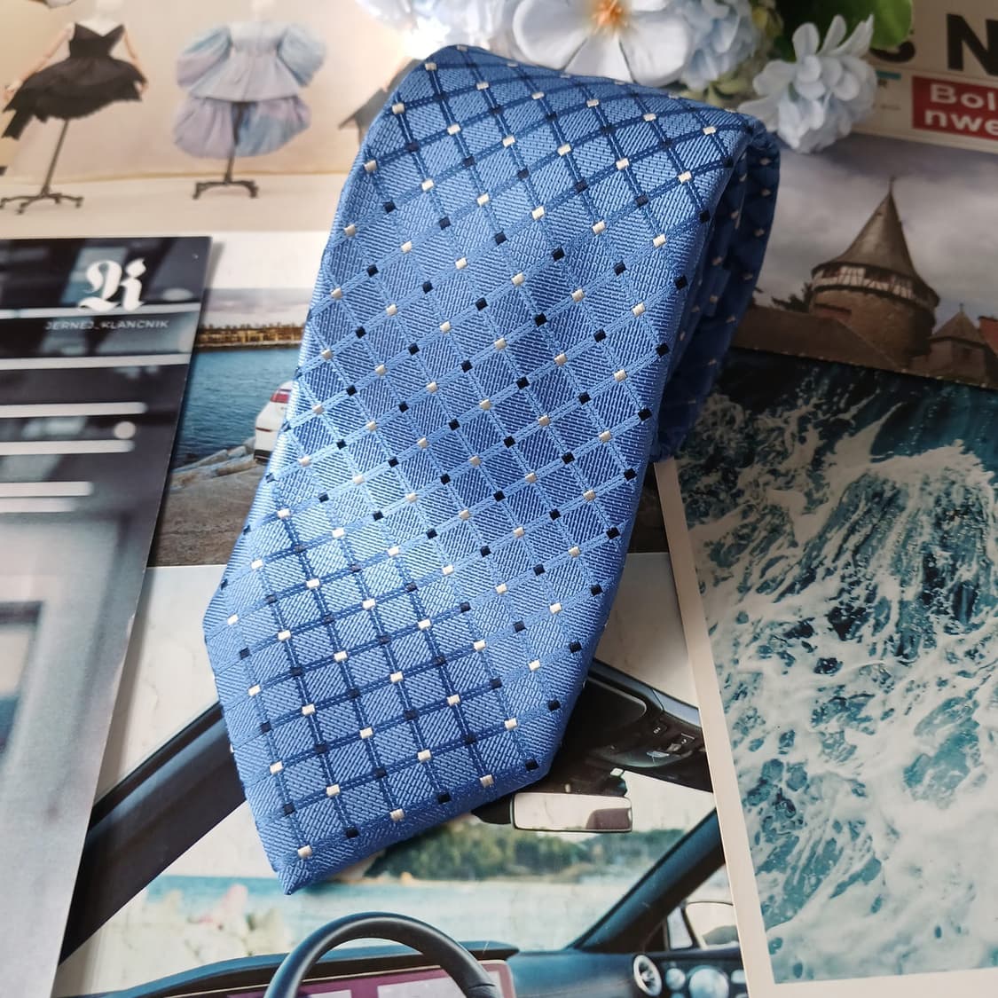 마이클코어스 실크 다이아 패턴 넥타이 8.2cm A+등급 A19846 상품이미지4