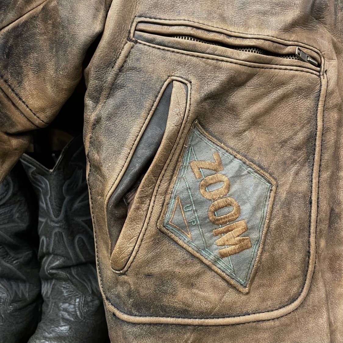 90s USA 빈티지 밀리터리 해군 항공 패치 A2 레더 봄버 자켓 상품이미지6