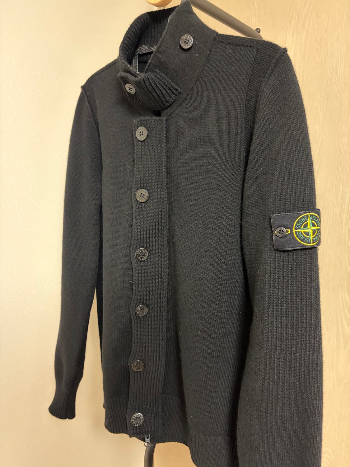 [ 23FW / M size ] 스톤아일랜드 램스울 니트 가디건 블랙 상품이미지1