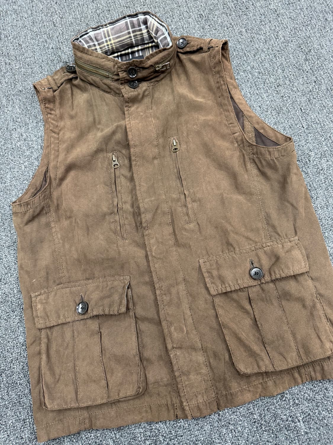 M)Comme ça ism 빈티지 스웨이드 체크포인트 베스트 상품이미지2