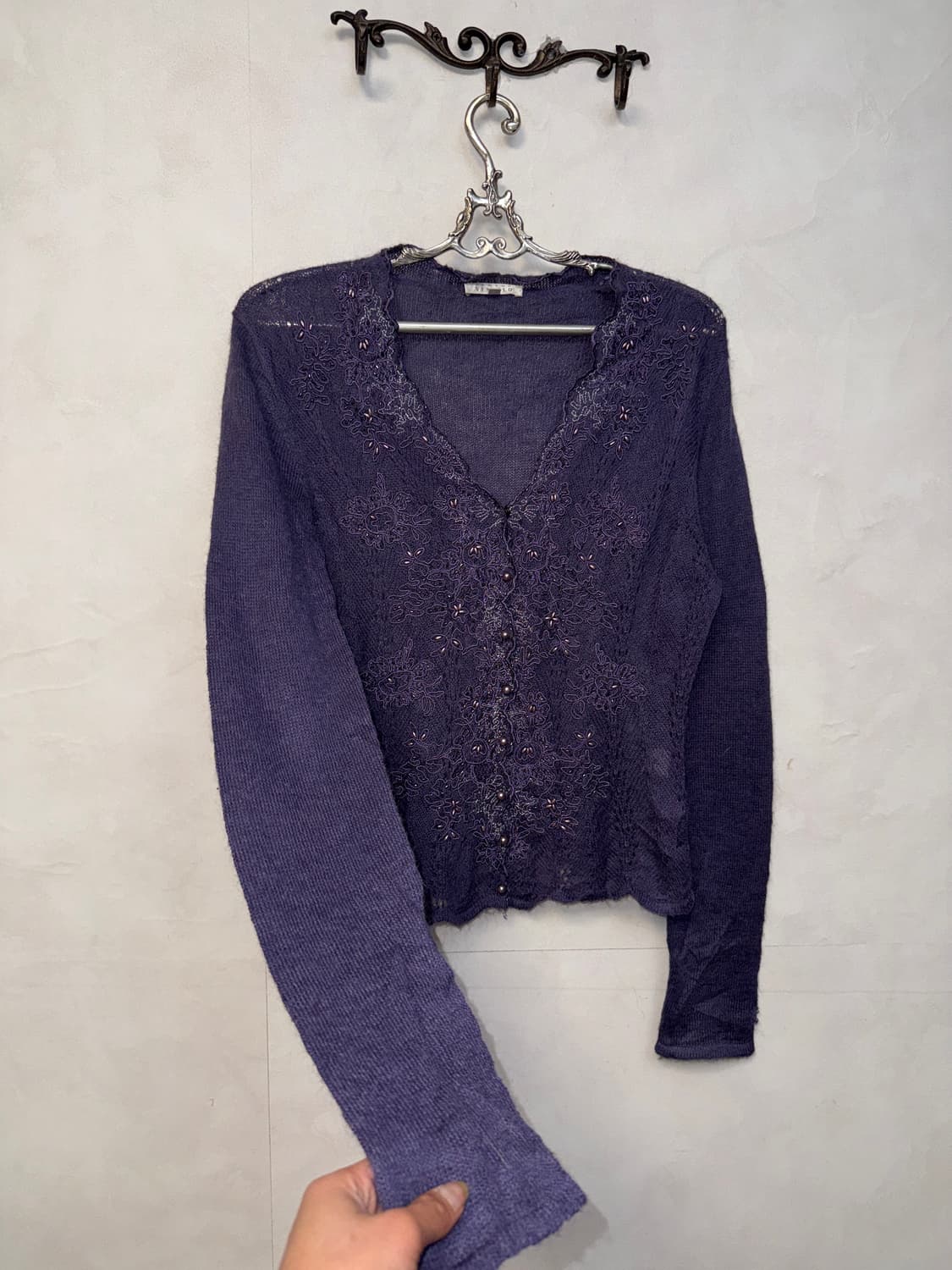 Purple fairy beads mohair cardigan  상품이미지5