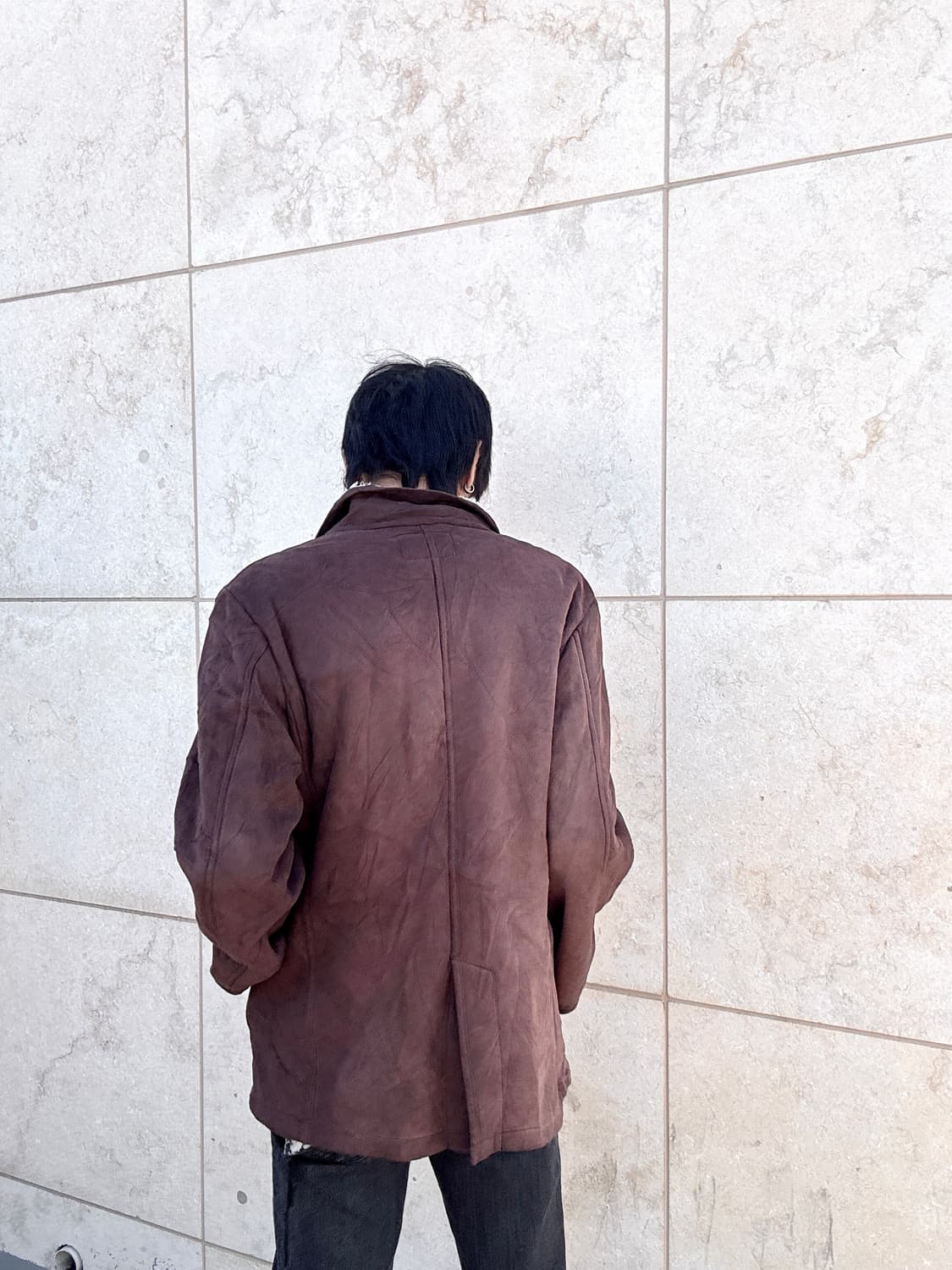 Fur Trimming Synthetic Leather Brown Mus 상품이미지3