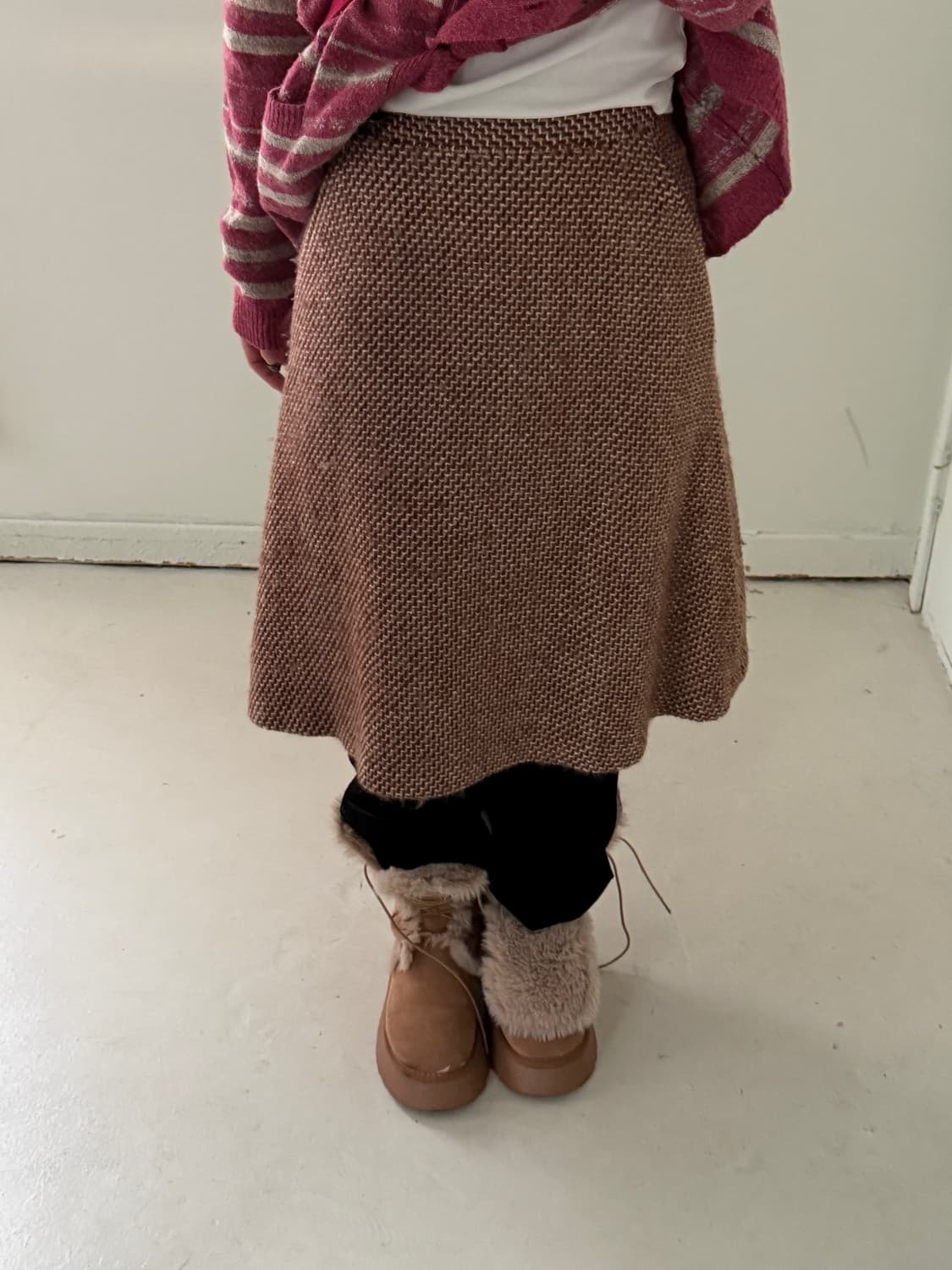 일본빈티지 브라운 울 미디스커트 상품이미지1