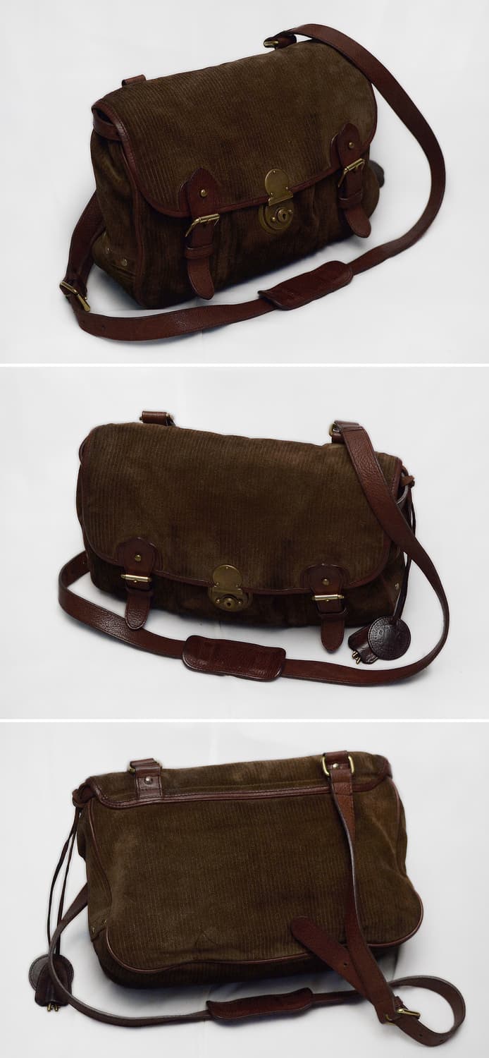 폴로 랄프로렌 90s 빈티지 코튼 코듀로이 레더 클래식 메신저백 상품이미지4