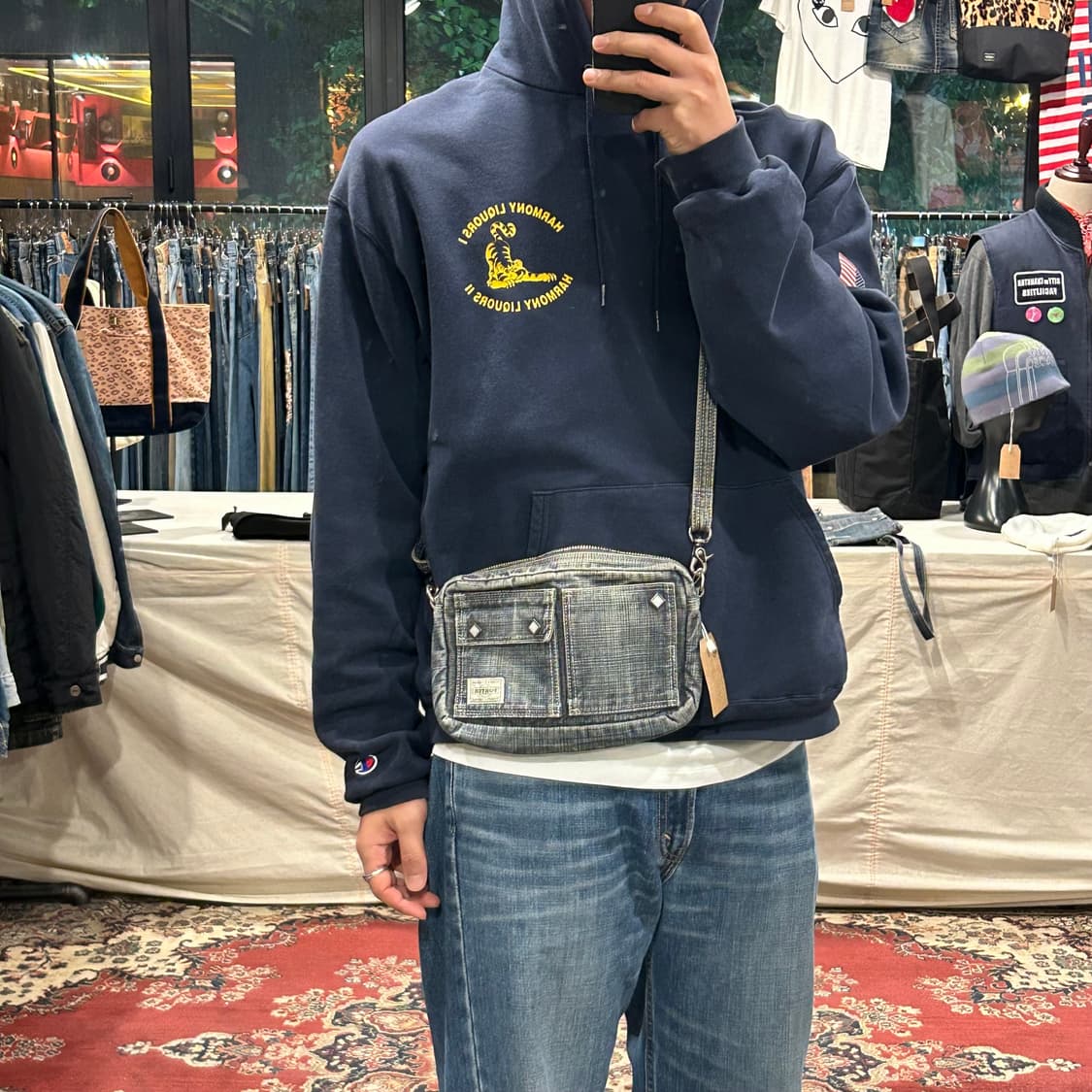 요시다 포터 온스 코튼 블루 데님 숄더백 크로스백 P03 상품이미지10