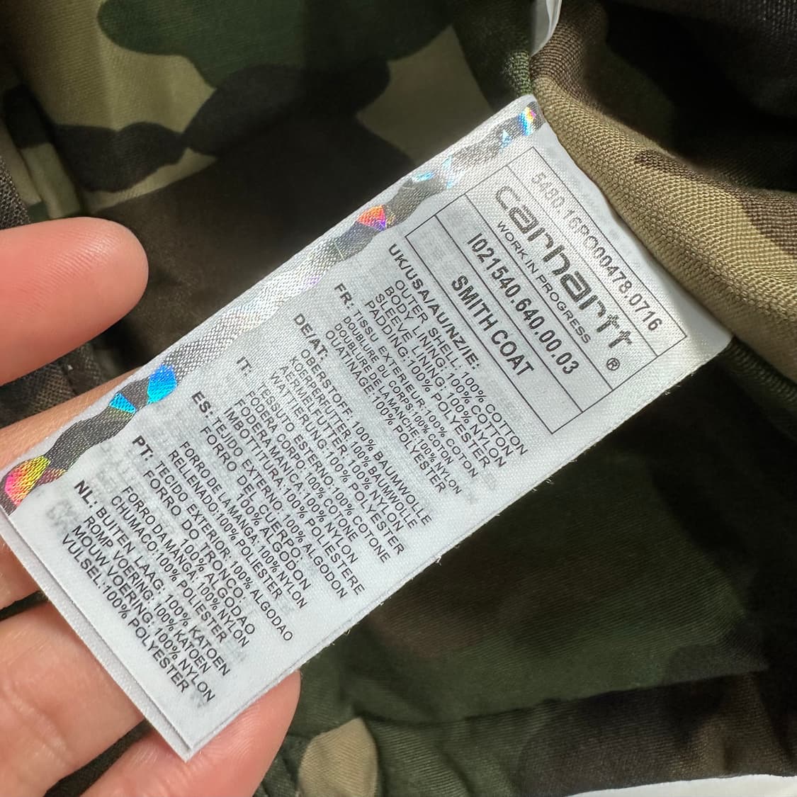 칼하트 카모 스미스 코트   상품이미지7