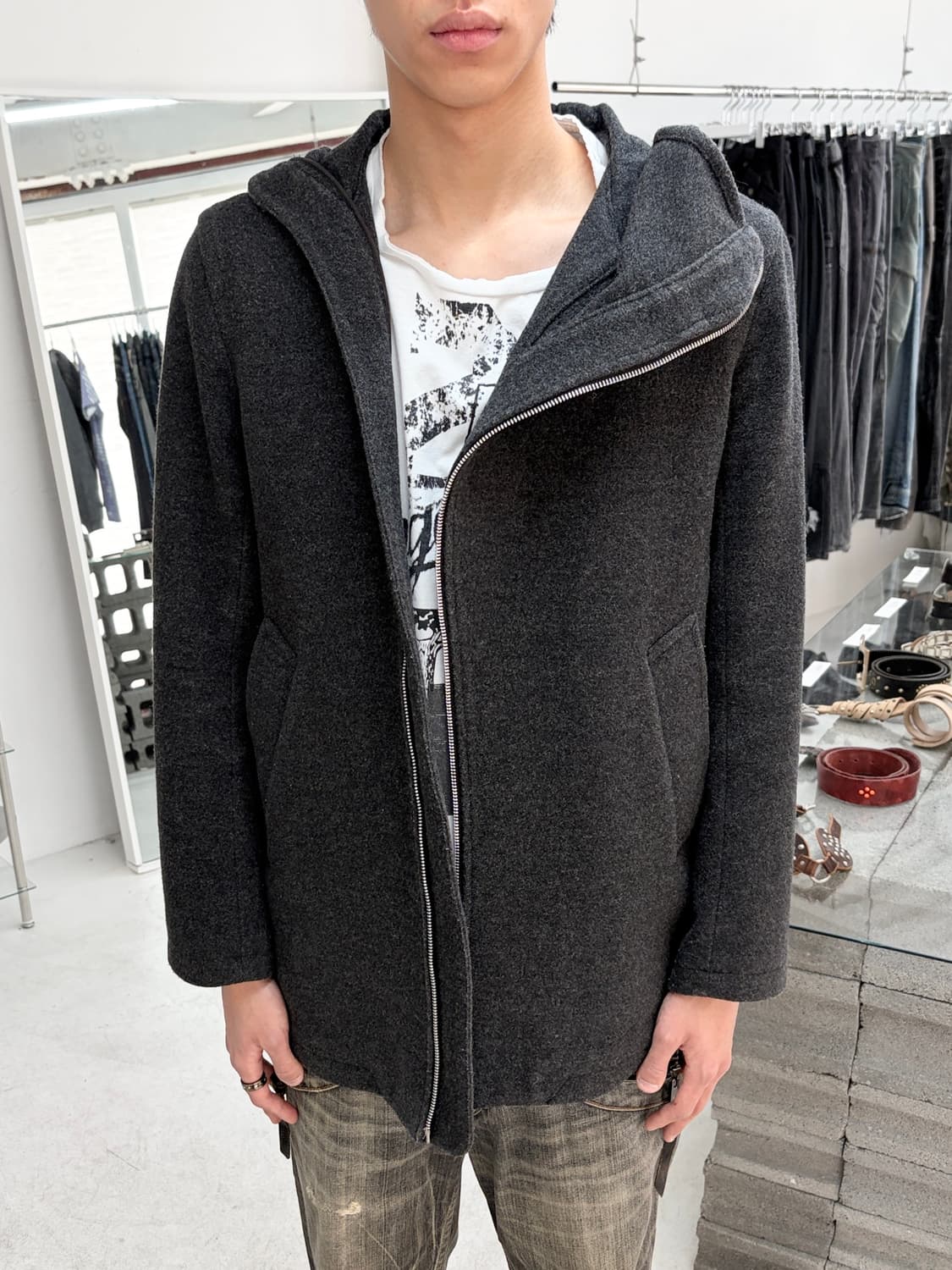 주카 트위스티드 울 후드 집업 상품이미지3