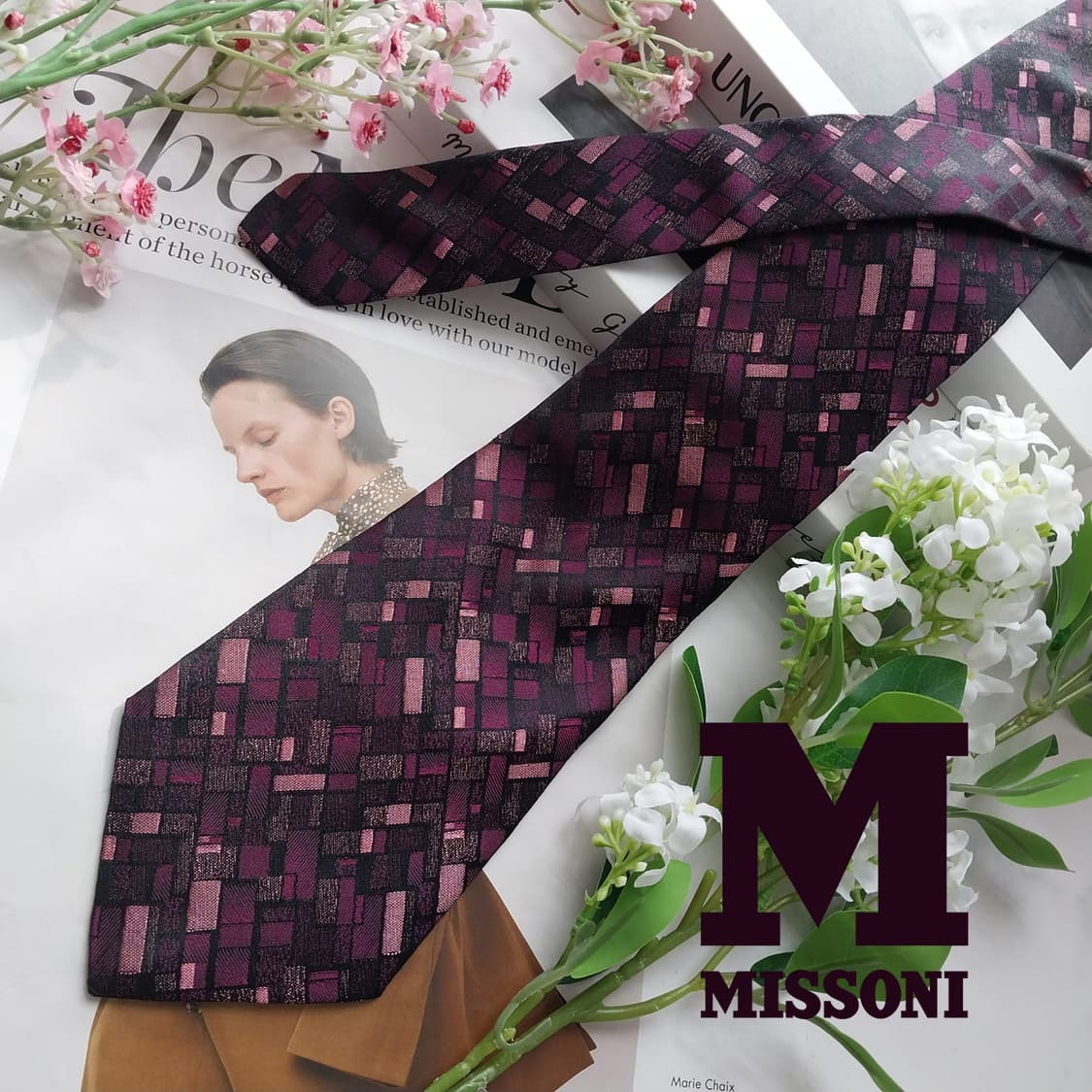 미쏘니 실크 퍼플 믹스 패턴 넥타이 10cm A+등급 K2308 상품이미지2