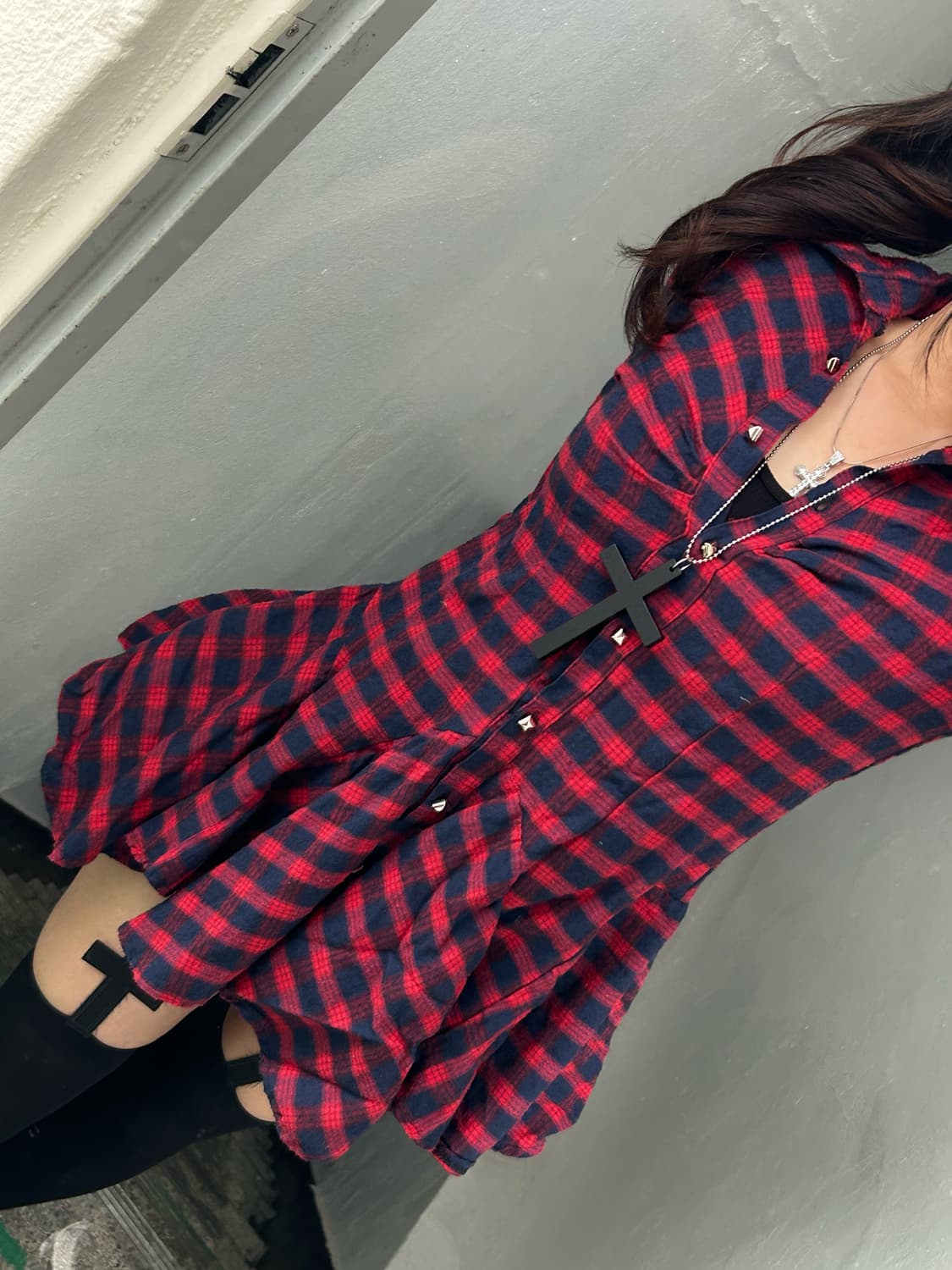 [JPN] 캐캐체 아무, 데스노트 미사깔 스터드 체크 원피스 상품이미지2