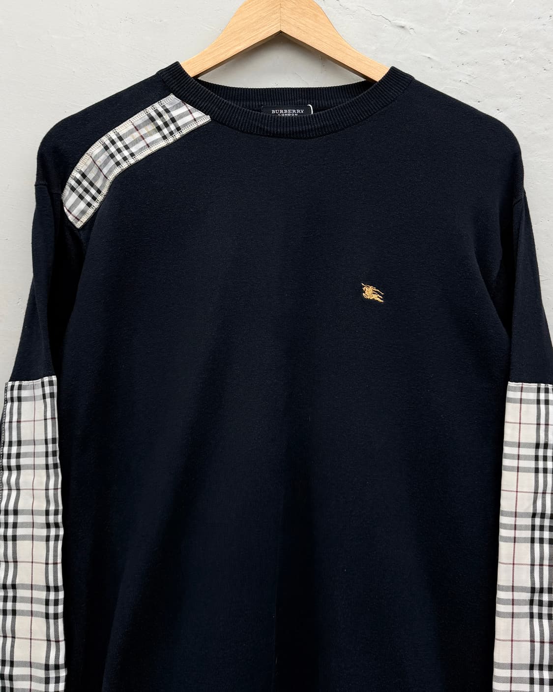 Burberry 00s 노바체크 패치 코튼 니트 상품이미지2