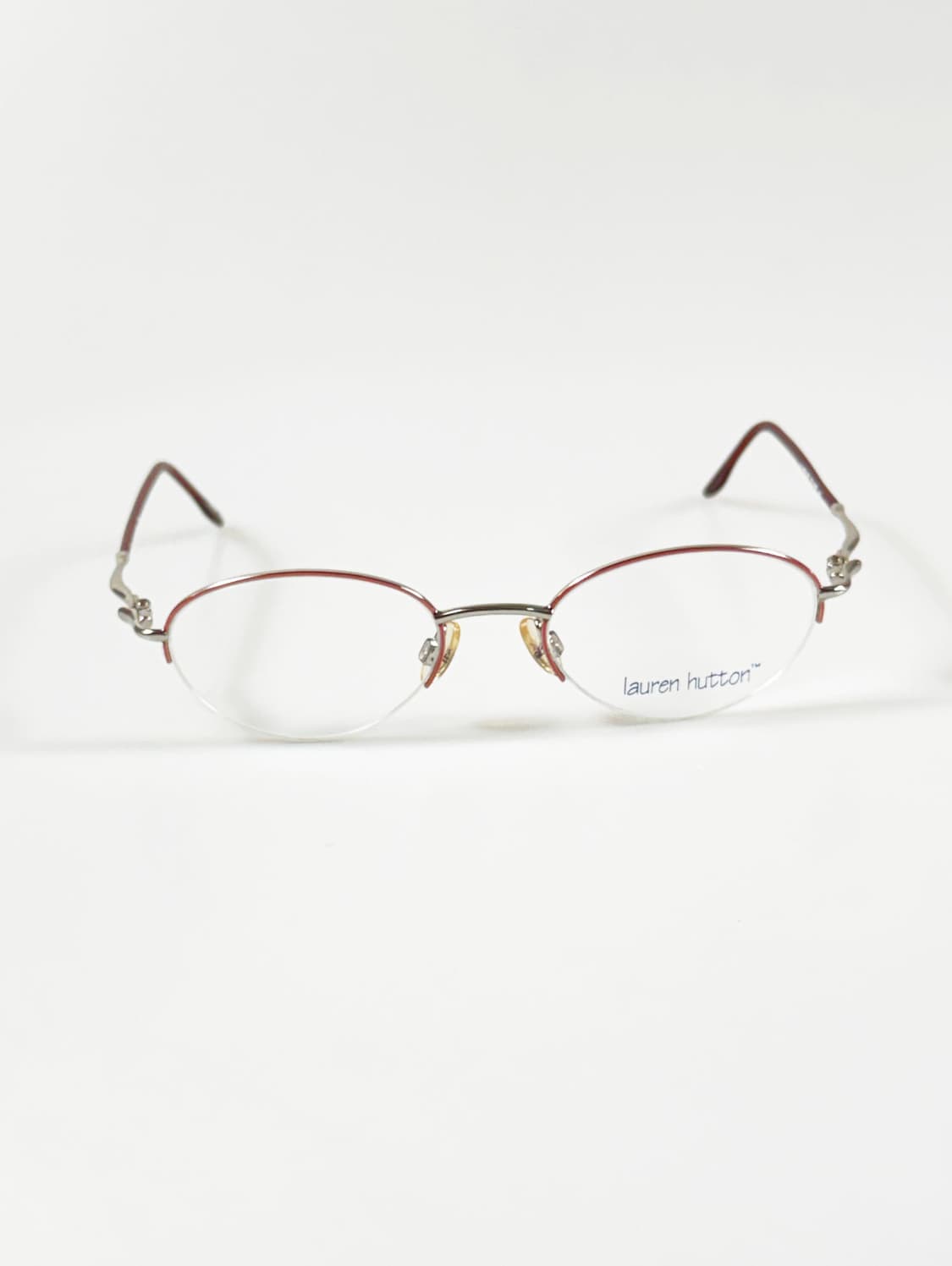 90s LAUREN HUTTON 실버톤 오벌 반무테 빈티지 안경 상품이미지1