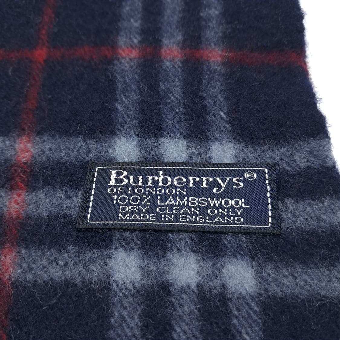 MX521 버버리 90s 영국판 램스울 체크 네이비 머플러 목도리 상품이미지4
