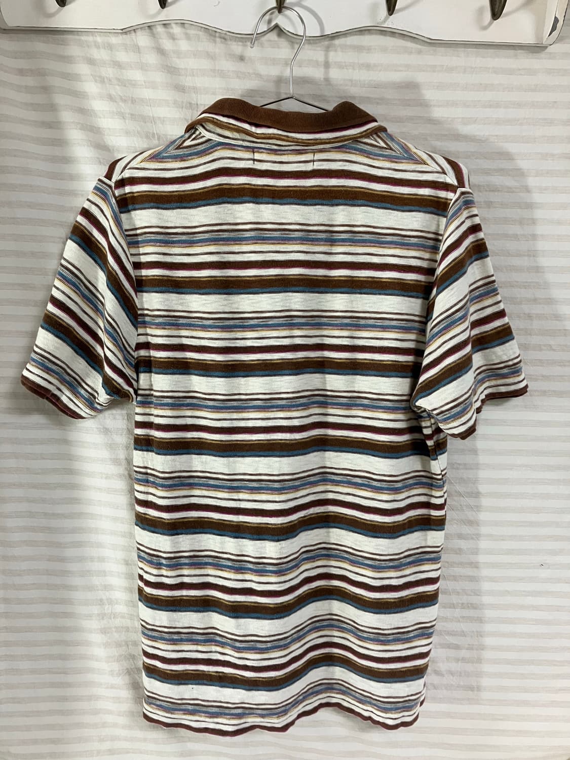 빈티지 브라운 스트라이프 카라 반팔 1059 모리걸 y2k 스트릿 갸루  상품이미지2