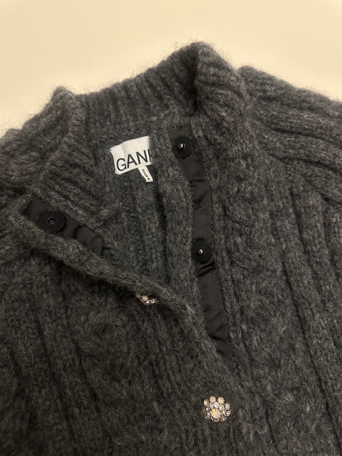 Ganni 가니 울블렌드 케이블가디건 상품이미지3