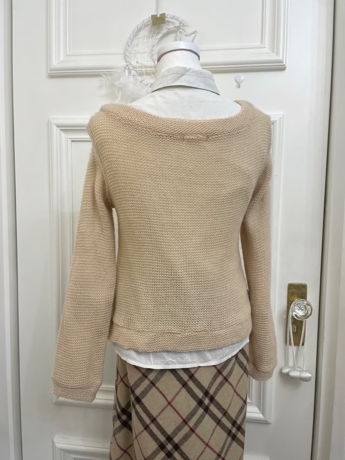 beige unbalance basic warm cardigan 상품이미지5