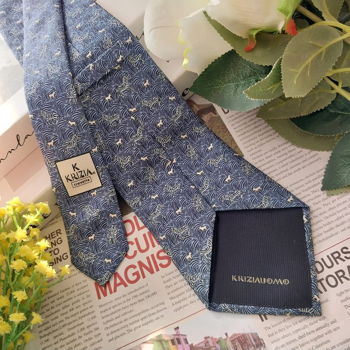 크리지아 실크 블루 얼룩말 패턴 넥타이 9.4cm A+등급 K1328
 상품이미지4