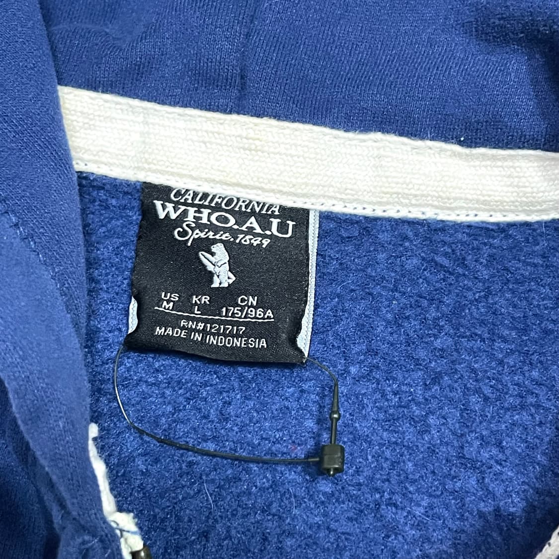 후아유 로스앤젤레스 스펠로고 딥블루 기모 후드집업 남성L 상품이미지5