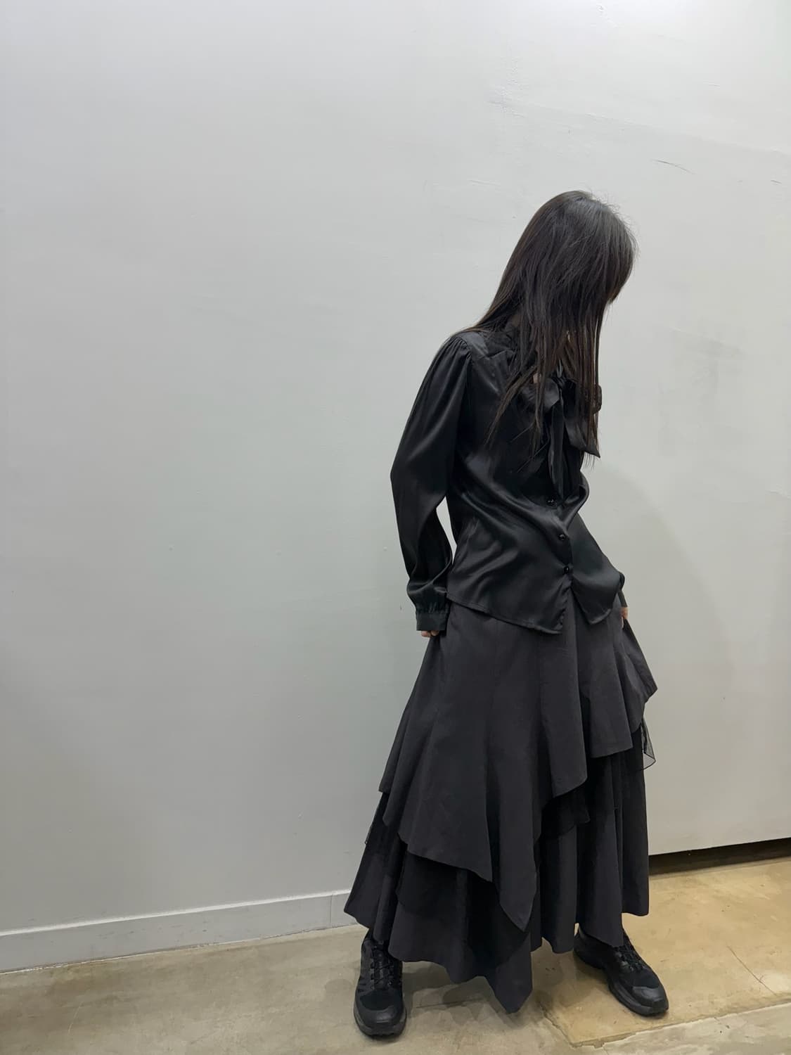 미니멀 레이어드 디자인 롱 스커트 상품이미지2