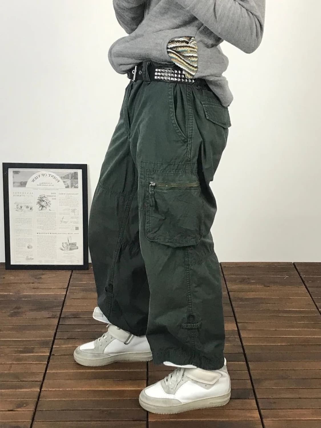Uniqlo Olive Cropped Cargo Pants 상품이미지3
