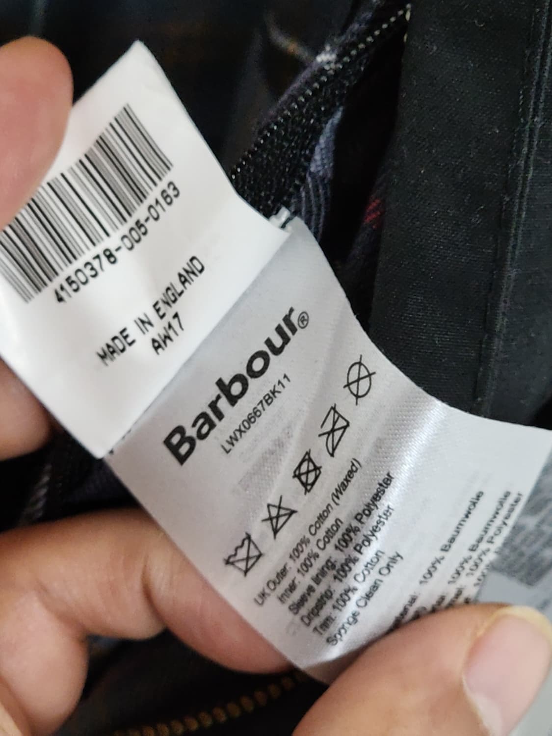 (M) 바버 비드넬 왁스자켓 블랙 왁싱점퍼 영국판  상품이미지7