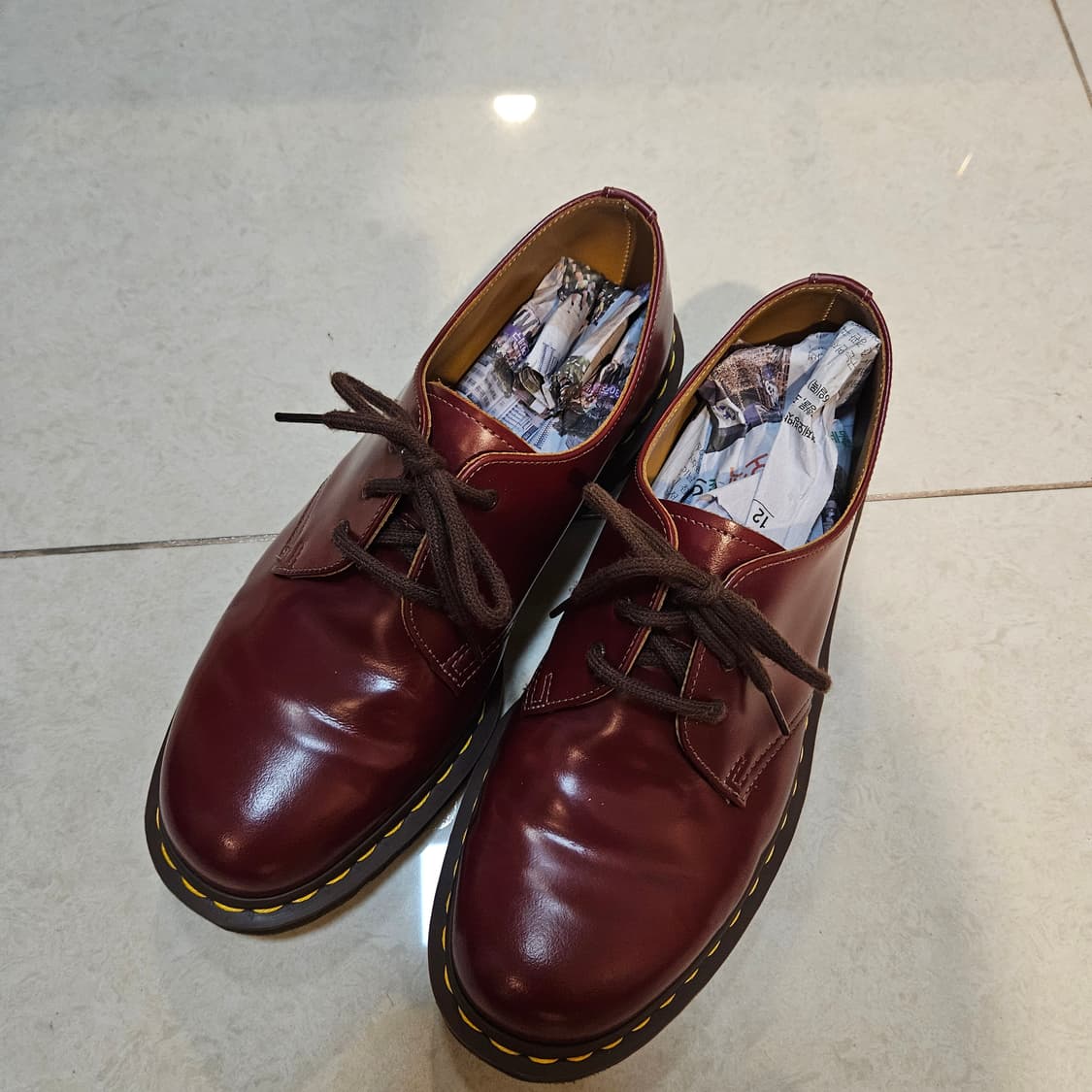 280 uk9 민트급 닥터마틴 1461 MIE 퀼론 레더 레드 상품이미지1