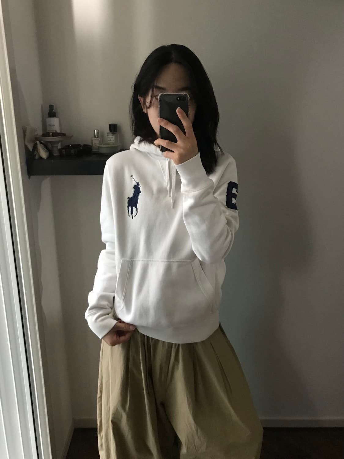 폴로 랄프로렌 빅 포니 로고 화이트 후드티 상품이미지1