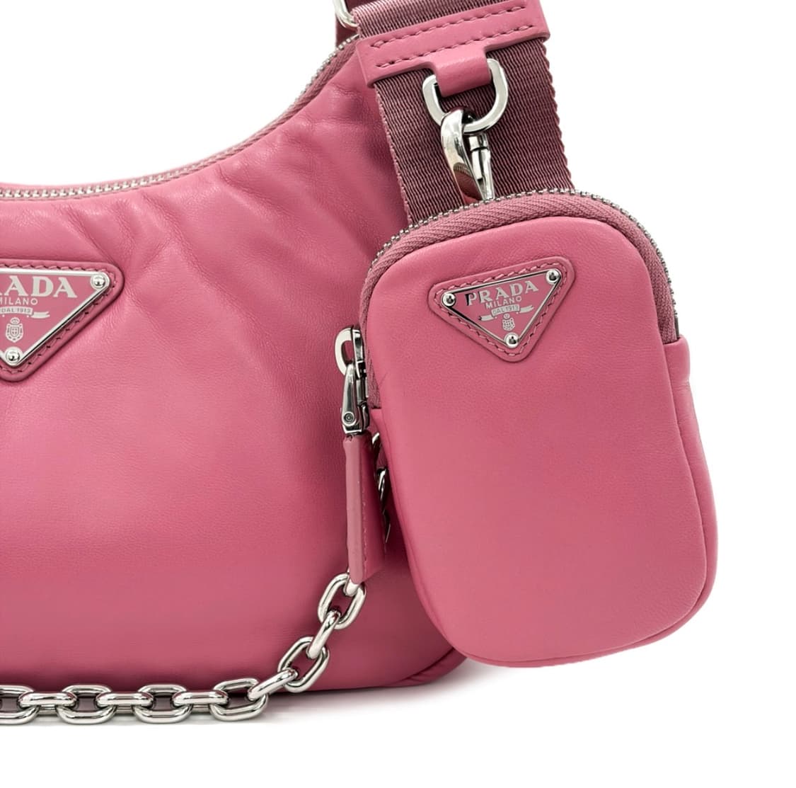 프라다 여성 패딩 나파 레더 리에디션 2005 숄더 호보백 크로스백 핑크 상품이미지7