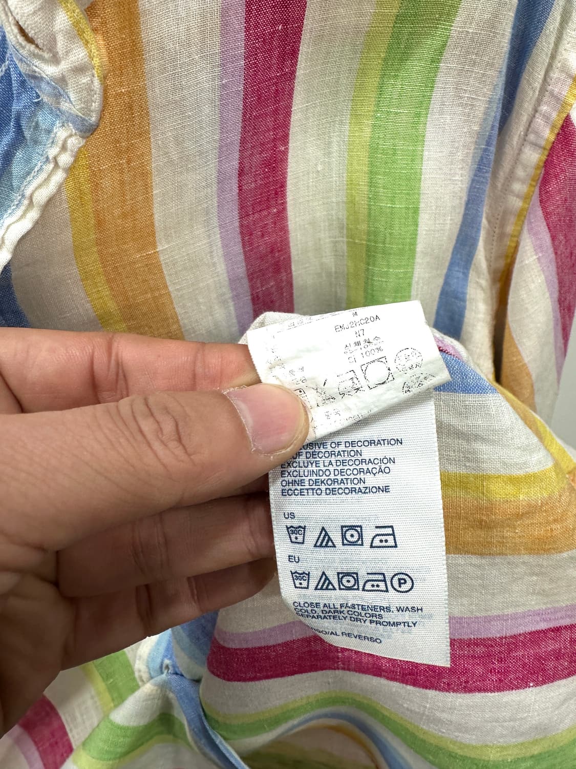 타미힐피거 멀티 컬러 스트라이프 린넨 긴팔 셔츠 M 상품이미지5