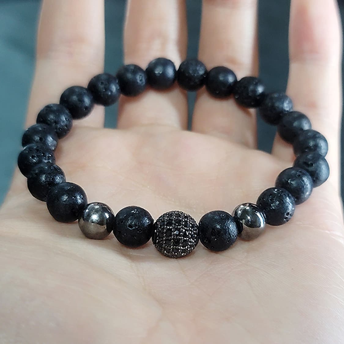 Velkar 바솔트 8mm 남자 빈티지 보석 원석 팔찌 상품이미지5