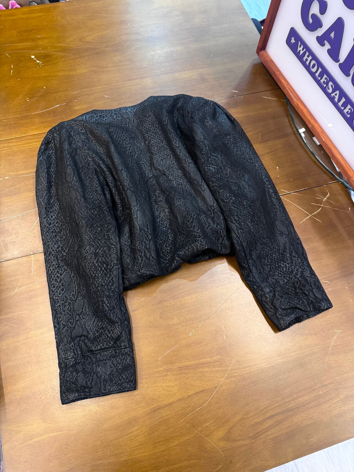 일본빈티지 패턴 레더 크롭 트위드 자켓 B160 상품이미지5