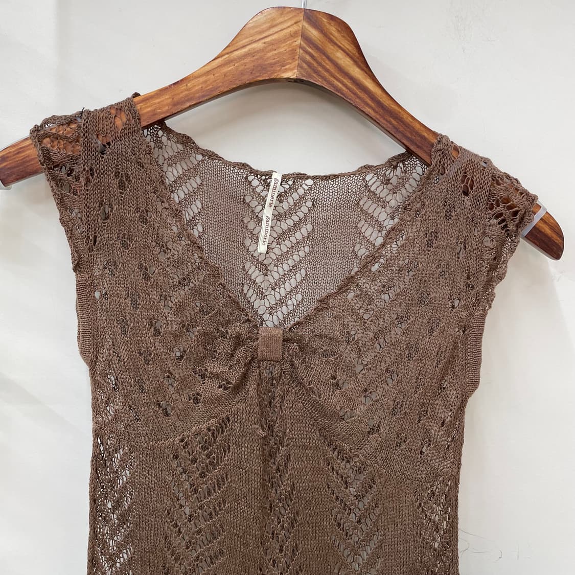 브라운 크로쉐 리본 니트 나시 보헤미안 페어리그런지 상품이미지2